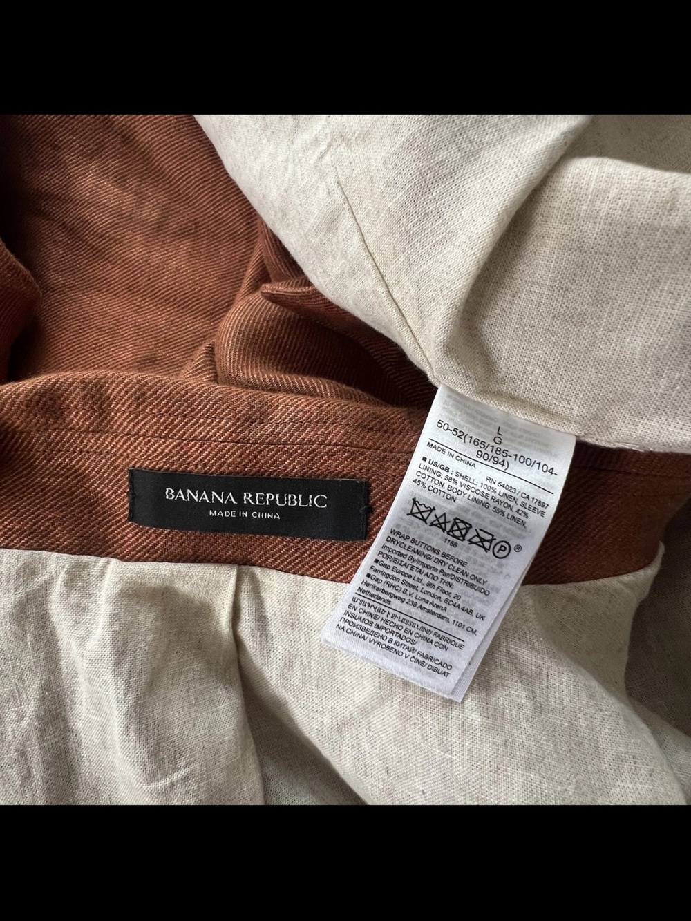 Banana Republic Mens Bastian Linen Field Jacket L Burnt Rust Quiet Luxury - Picture 4 of 9